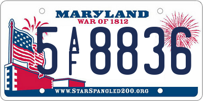 MD license plate 5AF8836
