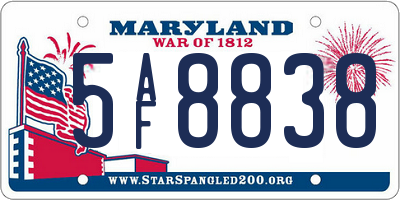 MD license plate 5AF8838