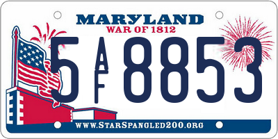 MD license plate 5AF8853