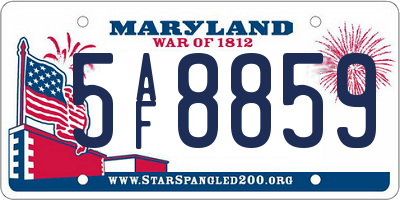 MD license plate 5AF8859