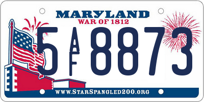 MD license plate 5AF8873