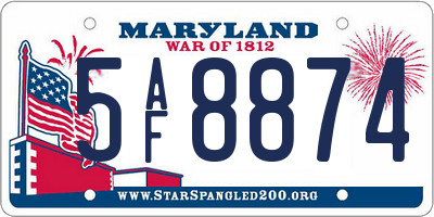 MD license plate 5AF8874