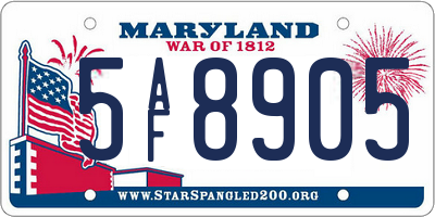MD license plate 5AF8905