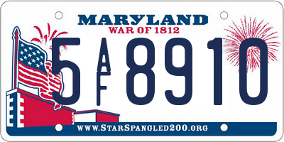 MD license plate 5AF8910