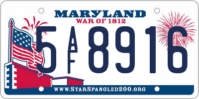 MD license plate 5AF8916