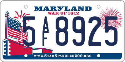 MD license plate 5AF8925