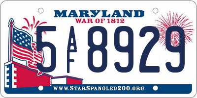 MD license plate 5AF8929