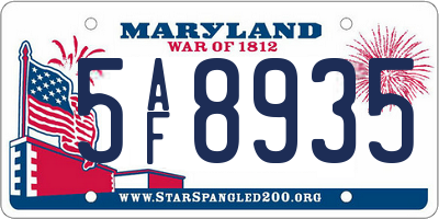 MD license plate 5AF8935
