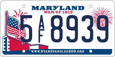 MD license plate 5AF8939