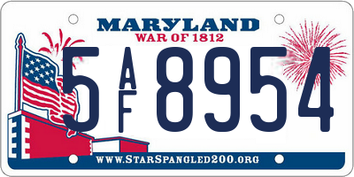 MD license plate 5AF8954
