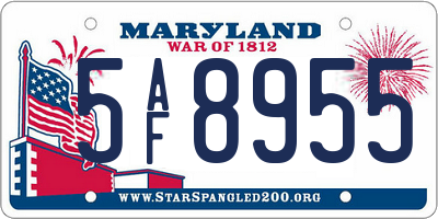 MD license plate 5AF8955