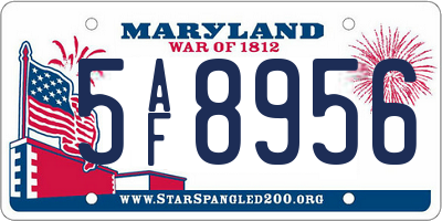 MD license plate 5AF8956