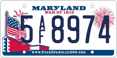 MD license plate 5AF8974