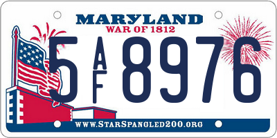 MD license plate 5AF8976