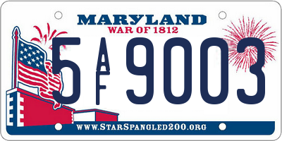 MD license plate 5AF9003