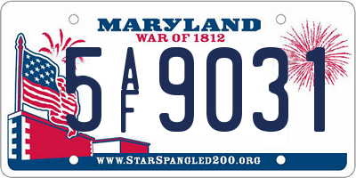 MD license plate 5AF9031
