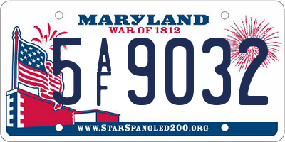 MD license plate 5AF9032