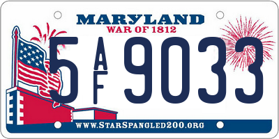 MD license plate 5AF9033