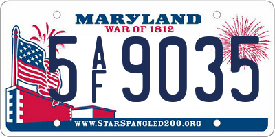 MD license plate 5AF9035