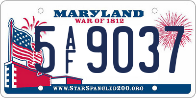 MD license plate 5AF9037