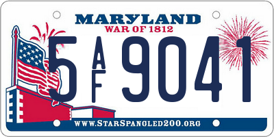 MD license plate 5AF9041