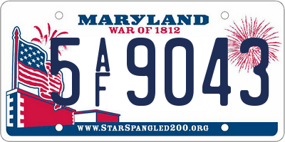 MD license plate 5AF9043