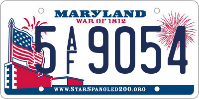 MD license plate 5AF9054