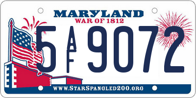MD license plate 5AF9072