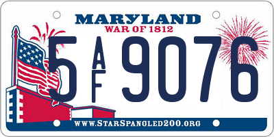 MD license plate 5AF9076