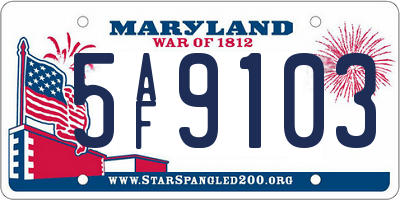 MD license plate 5AF9103