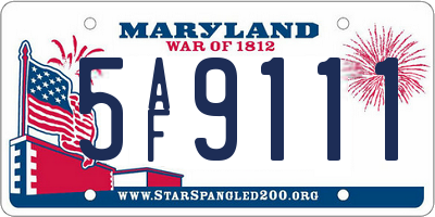 MD license plate 5AF9111