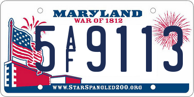 MD license plate 5AF9113