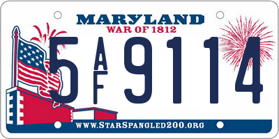 MD license plate 5AF9114
