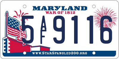 MD license plate 5AF9116