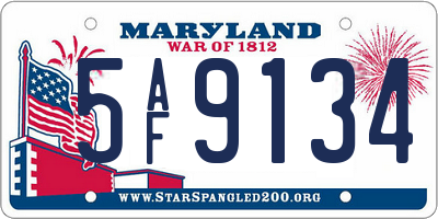 MD license plate 5AF9134