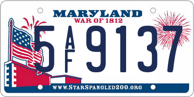 MD license plate 5AF9137