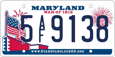 MD license plate 5AF9138