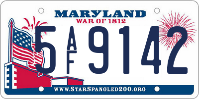MD license plate 5AF9142