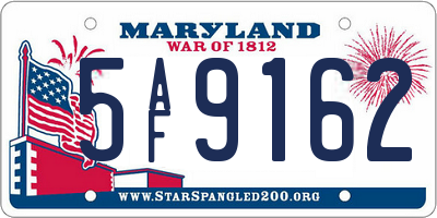 MD license plate 5AF9162