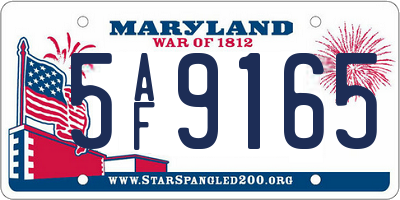 MD license plate 5AF9165