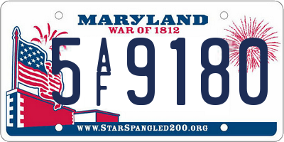 MD license plate 5AF9180