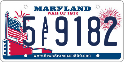 MD license plate 5AF9182