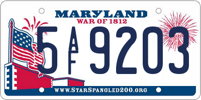 MD license plate 5AF9203