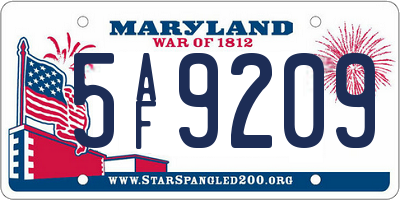 MD license plate 5AF9209