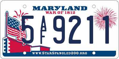 MD license plate 5AF9211