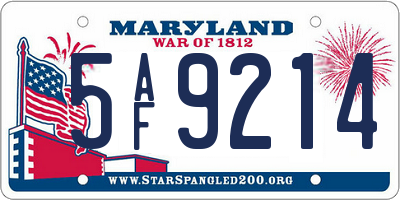 MD license plate 5AF9214