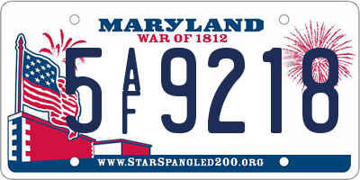 MD license plate 5AF9218