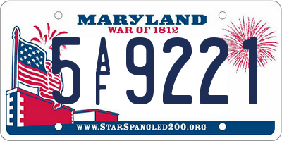 MD license plate 5AF9221
