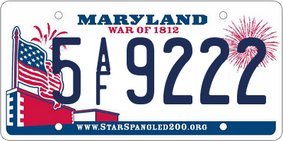 MD license plate 5AF9222