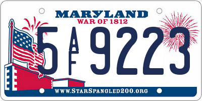 MD license plate 5AF9223